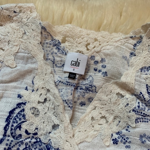 Cabi Veranda Lace Trimmed Empire Waisted Blouse Small - Picture 5 of 8